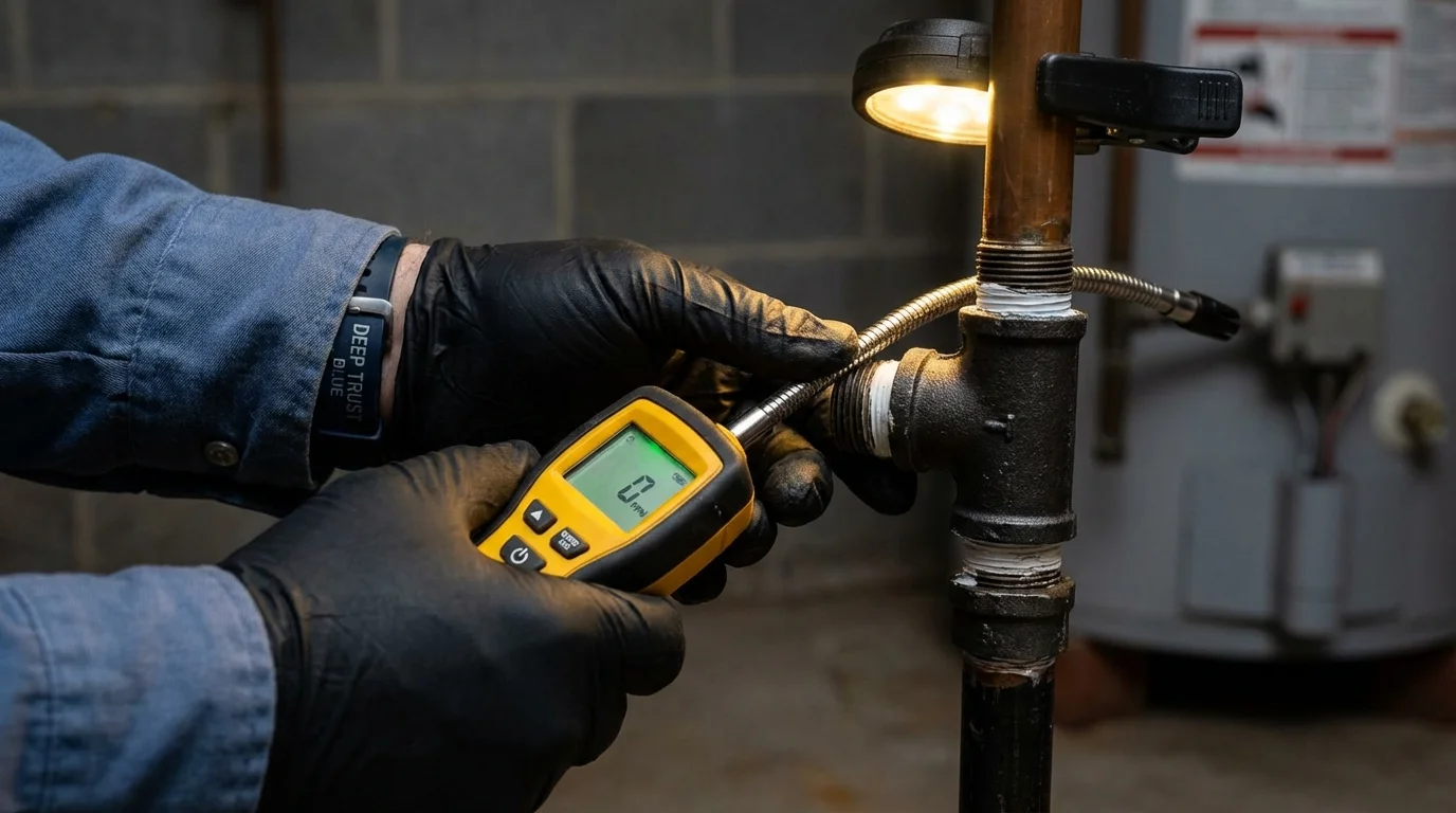 Gas leak detection with electronic sniffer by Johns Plumbing LLC in Wellman