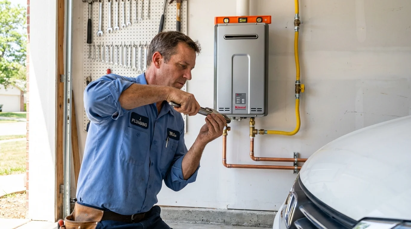 Tankless water heater installation by a Johns Plumbing LLC plumber in Wellman